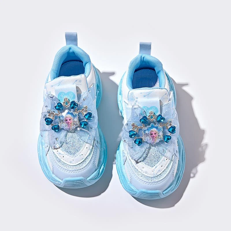 官方旗舰正品发光女童公主鞋秋季2025新款水晶女宝宝亮灯运动鞋子