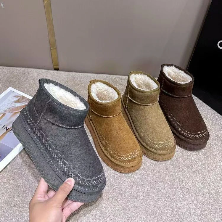 新疆（4厘米）时尚百搭冬季厚底显瘦加绒加厚防滑保暖雪地靴