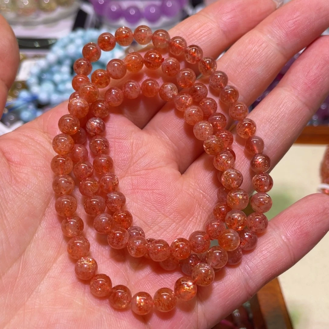 水晶手链未镶嵌6mm金太阳棉大