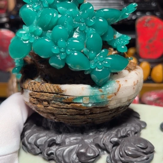 笑***生四川石雅安绿精品摆件