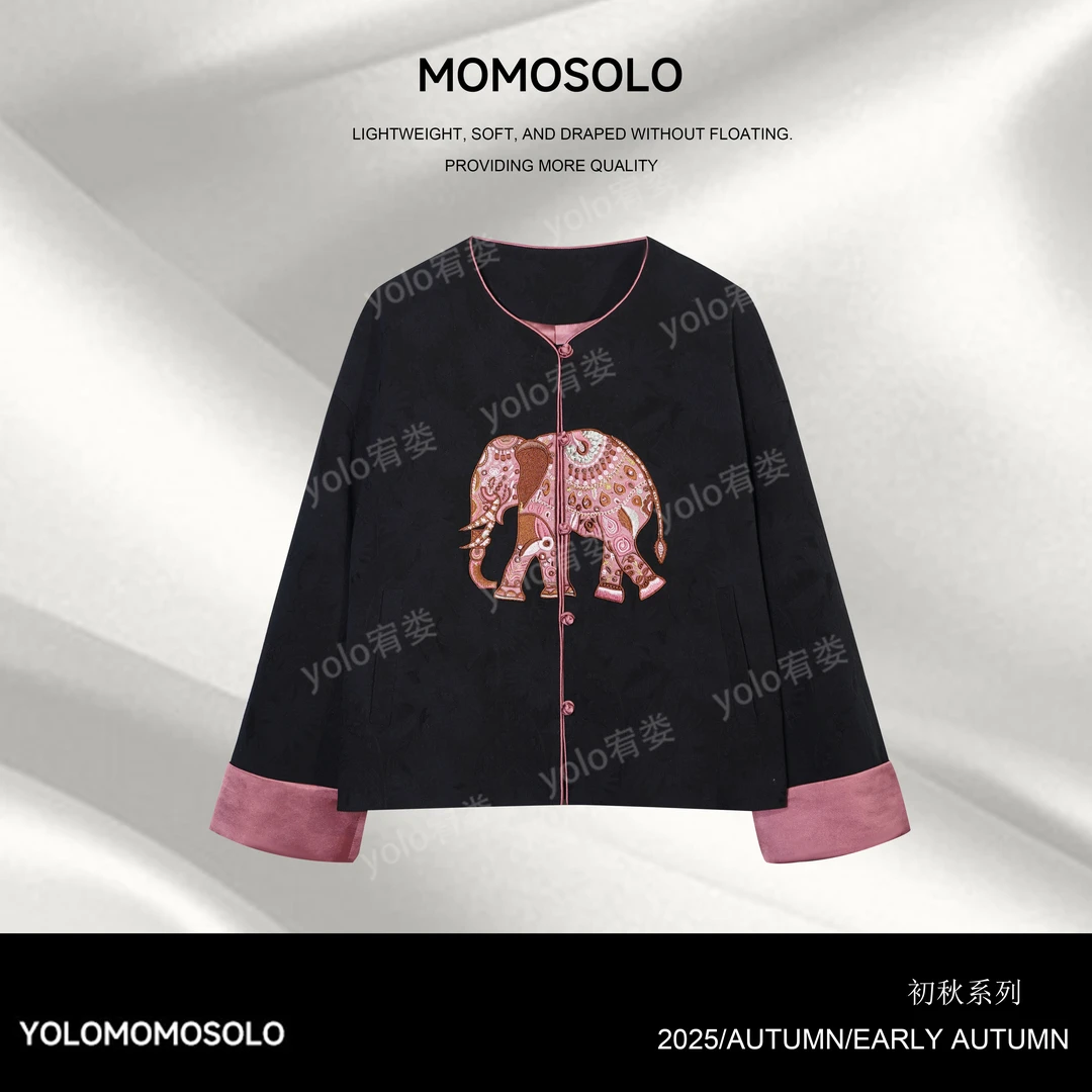 •万象•2025秋亚麻府绸新改良中式手绣包罗万象外套QM25Q3258609