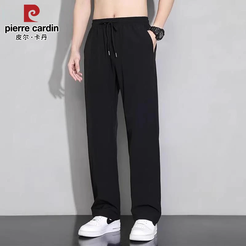 皮尔卡丹男士休闲裤夏季新款潮牌宽松薄款百搭垂感透气直筒长裤子