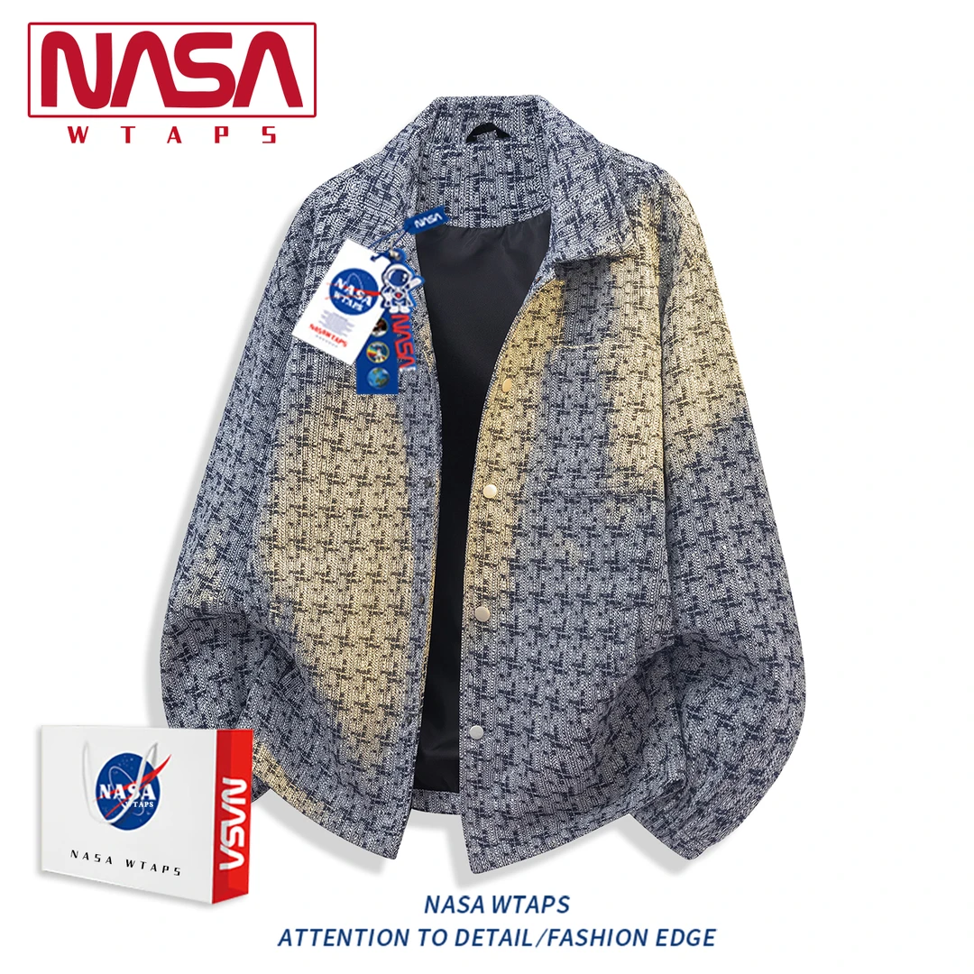 NASA WTAPS小香风外套男高级感春秋款潮情侣痞帅千鸟格巴洛克夹克