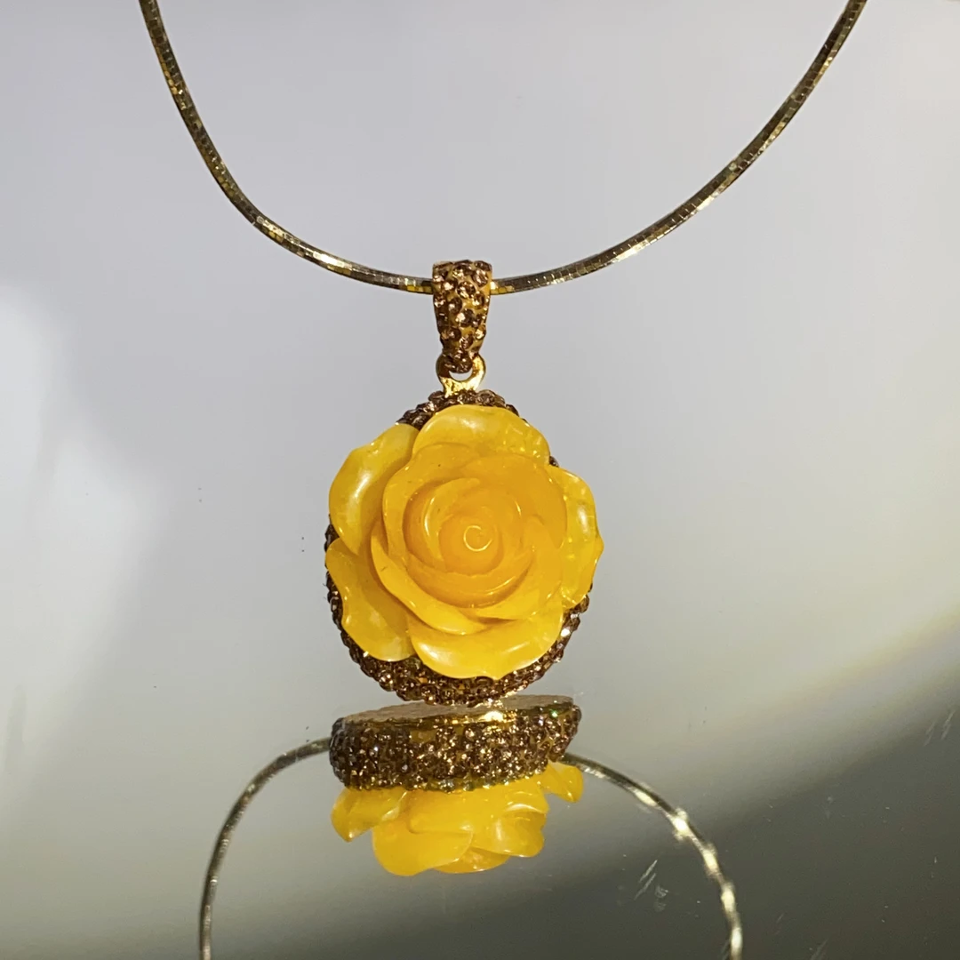 铜合金合成锆石吊坠 TTSD 黄色ml时尚花朵吊坠 170百搭气质