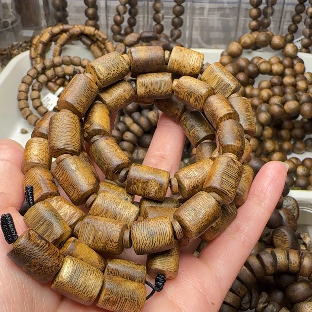 沉香手串无**冬多圈海南老白棋板头老料41.5克