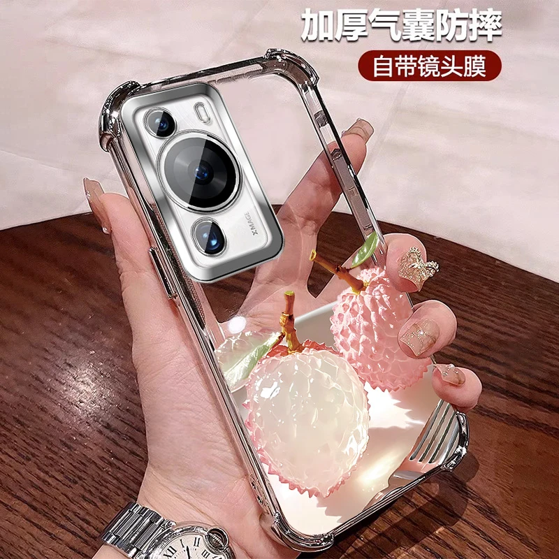 带镜头膜适用华为p60手机壳四角防摔软壳P60Pro透明全包 时尚奢华