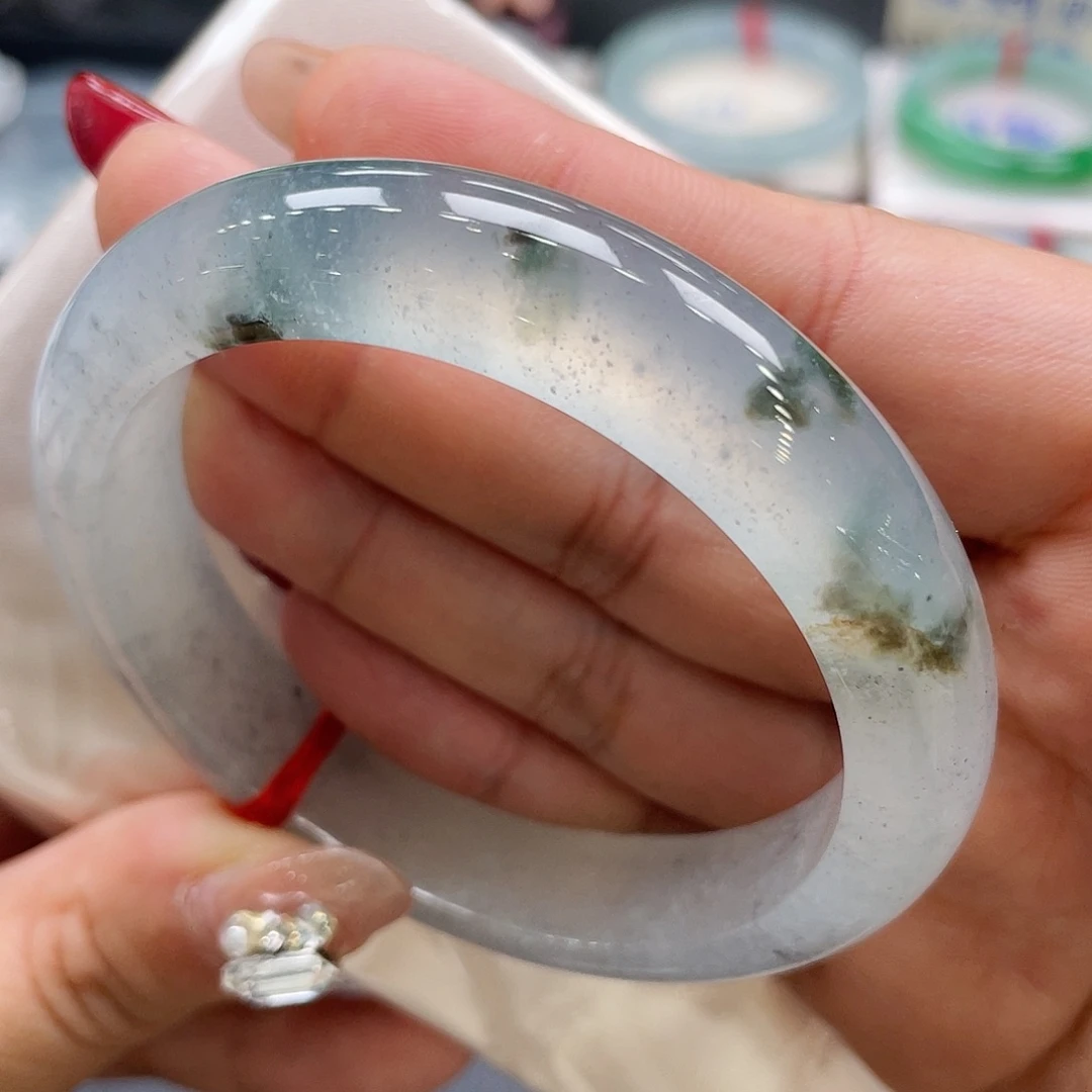 未镶嵌手镯翡翠39号局部刚子乌鸡56.6 圈捡漏