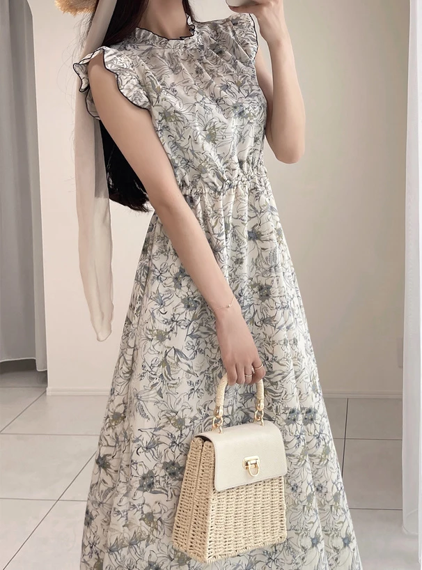 现* 花糖家 日系高级定制GRL甜美荷叶边显瘦超仙碎花连衣裙on159