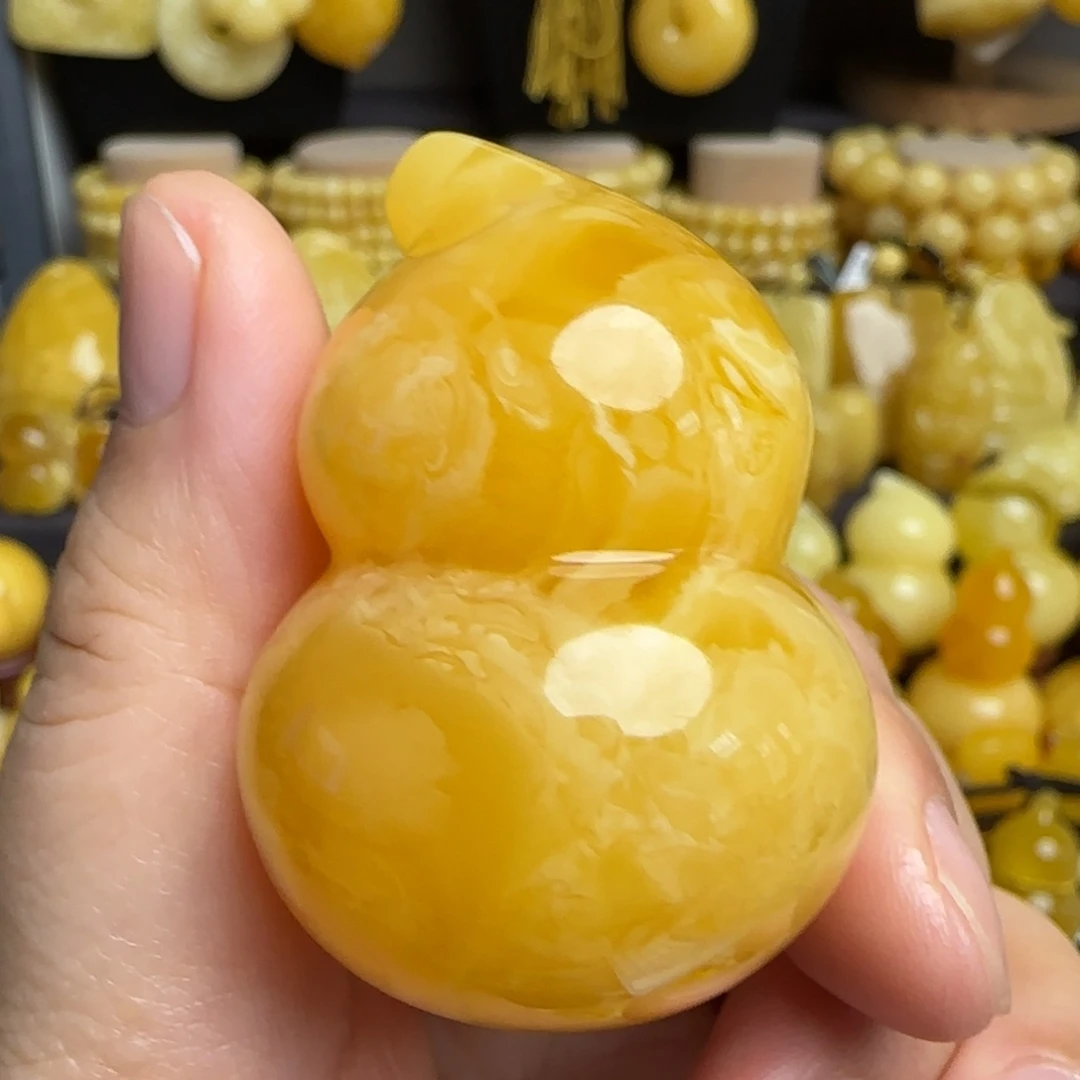 琥珀吊坠(不含链)未镶嵌焦皮料蜜蜡葫芦吊坠