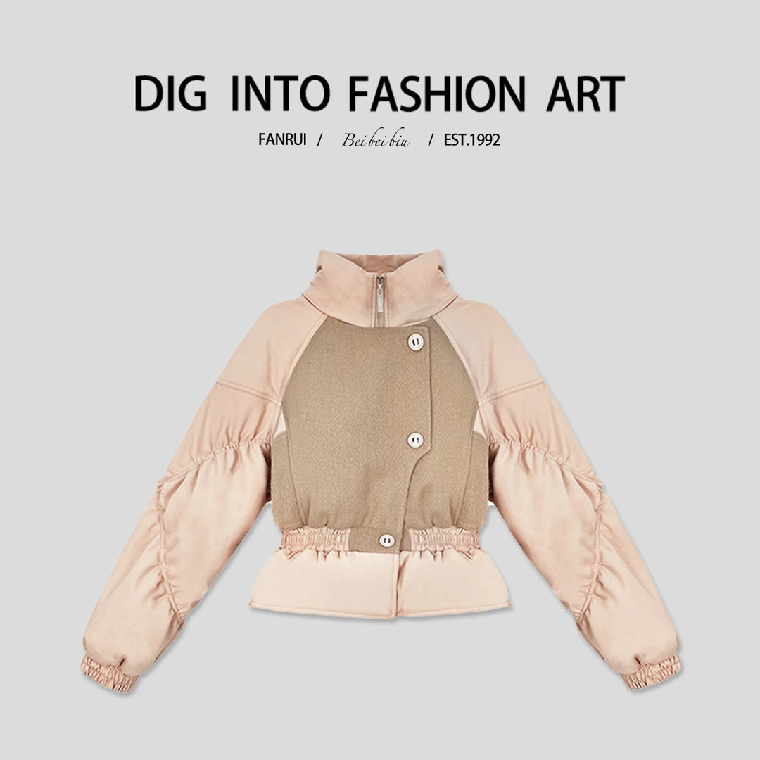 FANRUI/泛芮「优雅明媚 」保暖加厚拼接洋气冬款棉服外套B14243