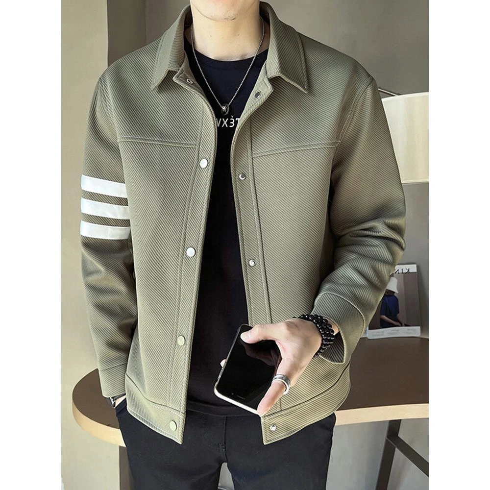 灏吉弧秋季加码男士服装25新翻领英俊时髦的高端服装春季夹克男士