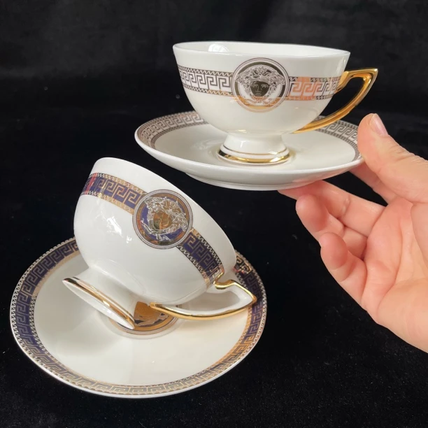 欧式高档骨质瓷范范咖啡杯家用轻奢耐高温茶杯水杯外贸库存尾单