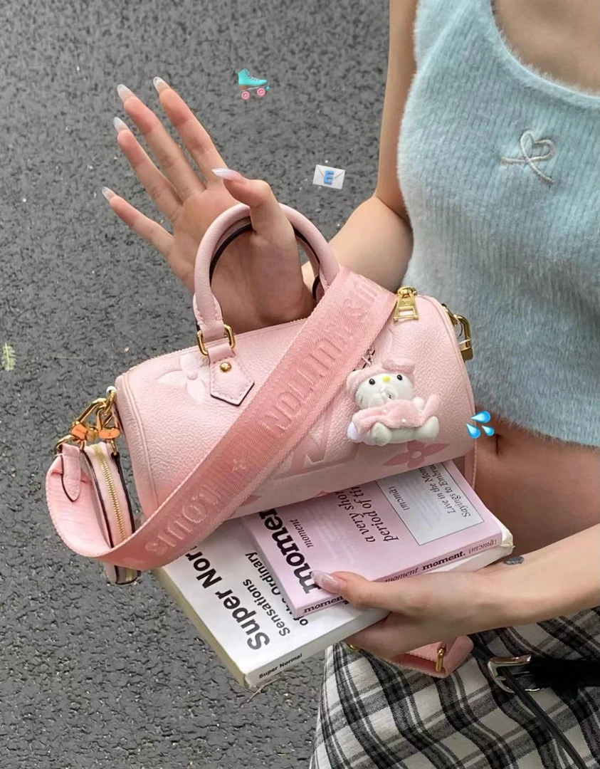 99新 LouisVuitton/路易威登 粉色二合一巴比龙包 20cm 15100131