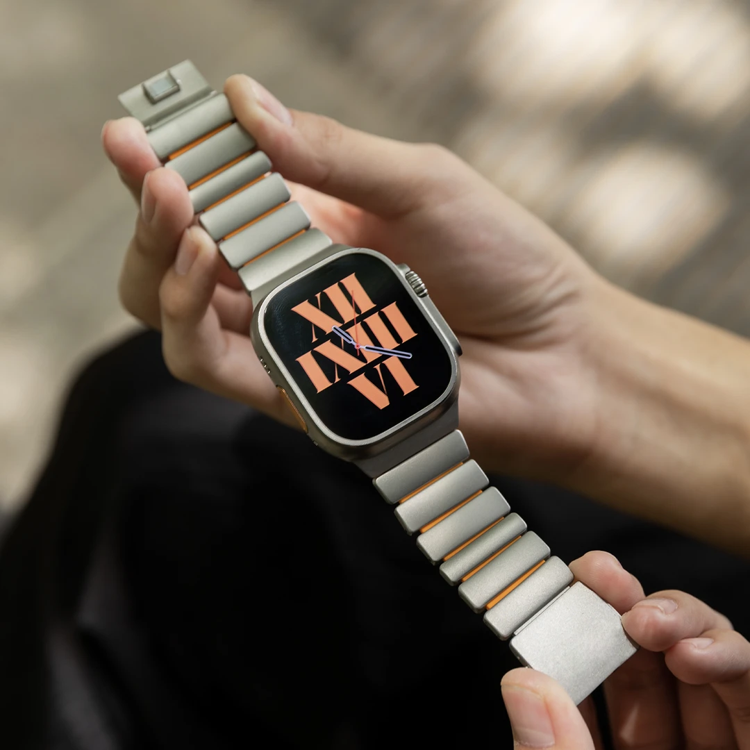 钛合金+硅胶双层结构AppleWatch表带ultra适用苹果手表iwatch金属