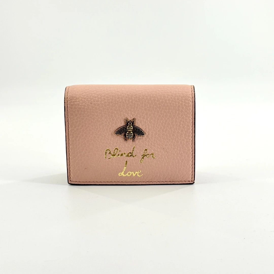 99新 GUCCI/古驰 古驰小蜜蜂钱包粉色