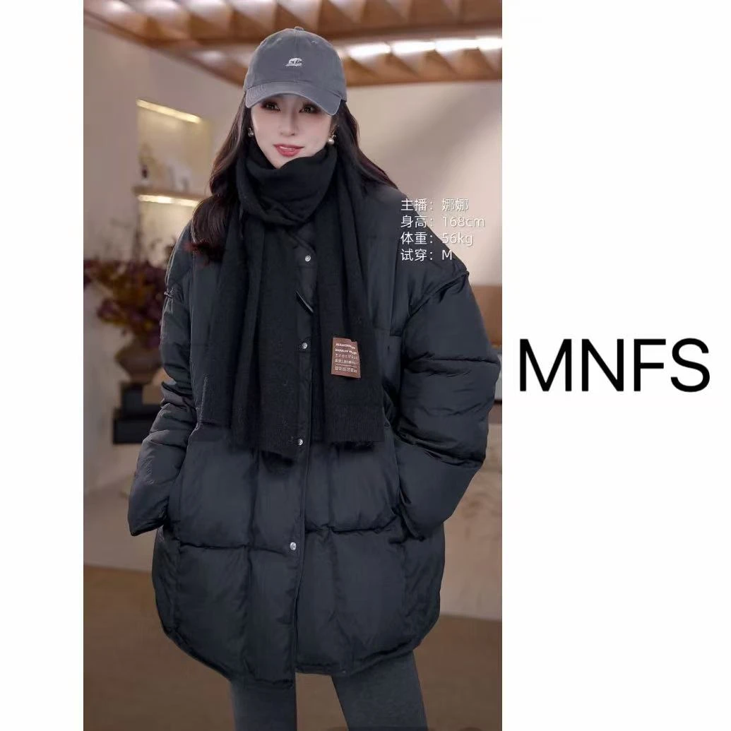 [麦霓定制]圆领侧边按扣开叉设计棉服9995