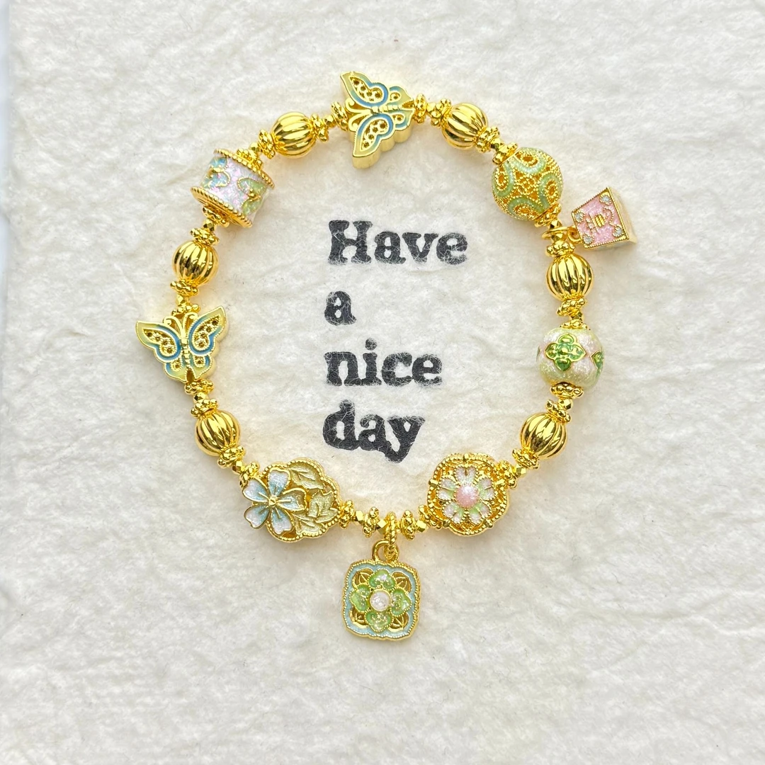 足金999春日蝶信花丝手链 C2306001