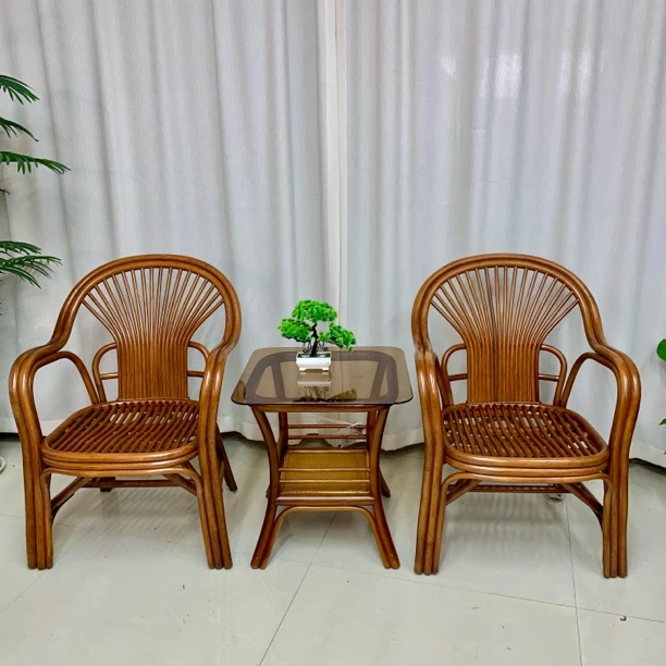 阳台藤艺家用简约老式竹编桌椅客厅休闲椅手工办公单人正宗藤椅