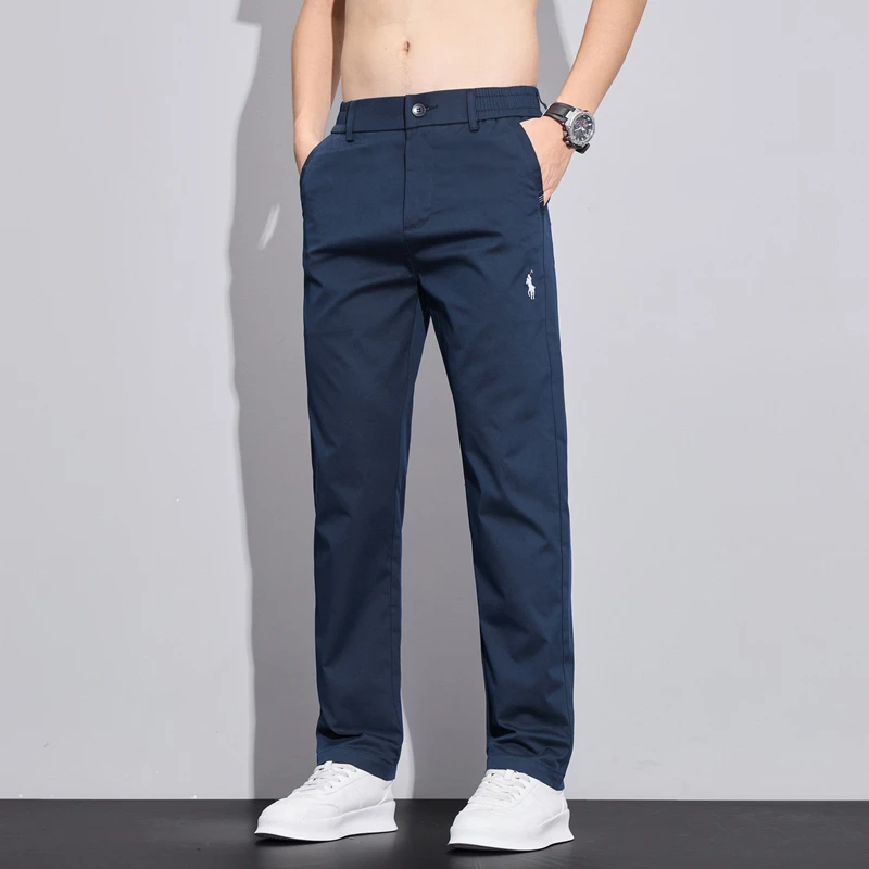 秋季新款精梳棉休闲裤男士直筒宽松弹力透气舒适百搭长裤子男