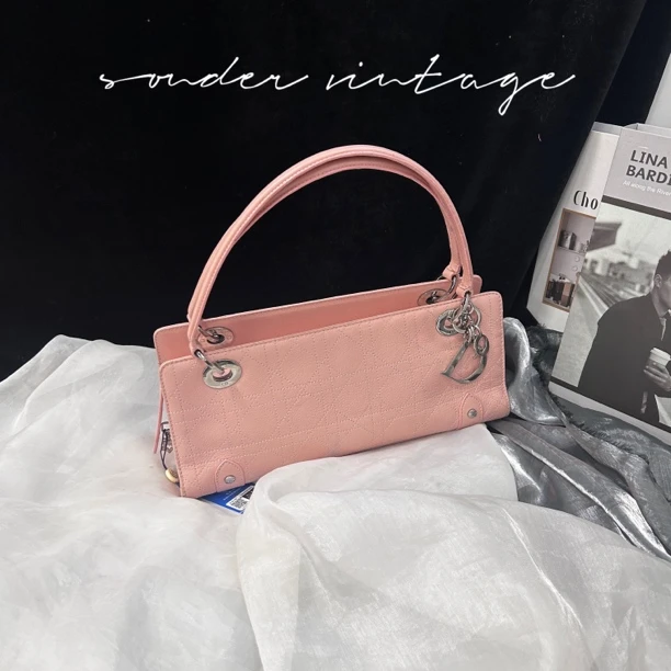 95新 DIOR/迪奥 dior横版戴妃单肩包粉色