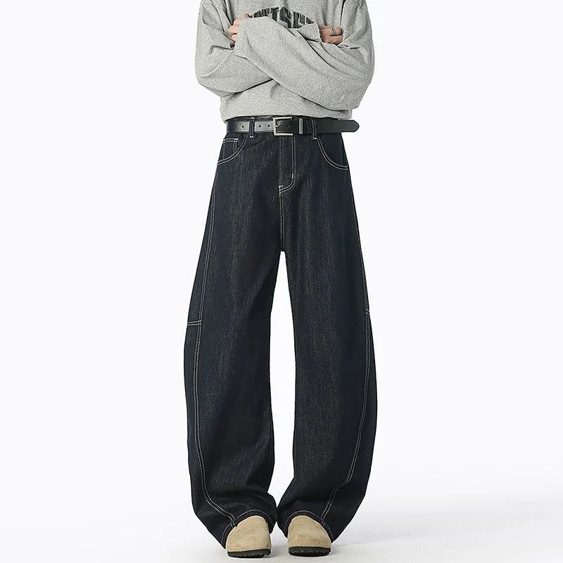 2025新款美式高街潮流时尚弯刀牛仔裤子男女百搭休闲宽松直筒长裤