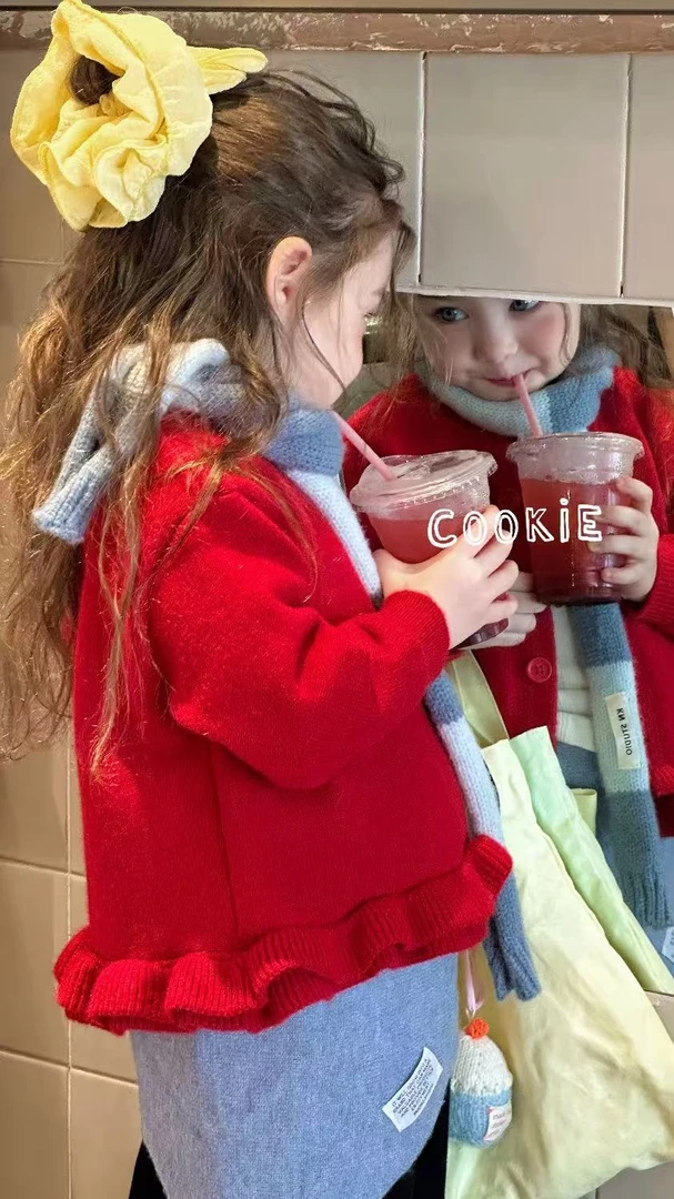 749  (NO退换) 秋季新款蝴蝶结毛衣开衫  LUOLA品牌童装