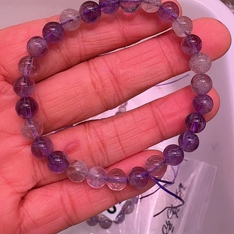 水晶手串未镶嵌紫幽灵手串6.7拍多样发其一