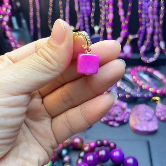 非金属方糖吊坠粉色