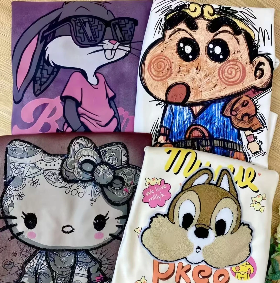 欧新款（清仓短袖 ）时尚T恤百搭宽松短袖夏季印花卡通潮流韩版休闲