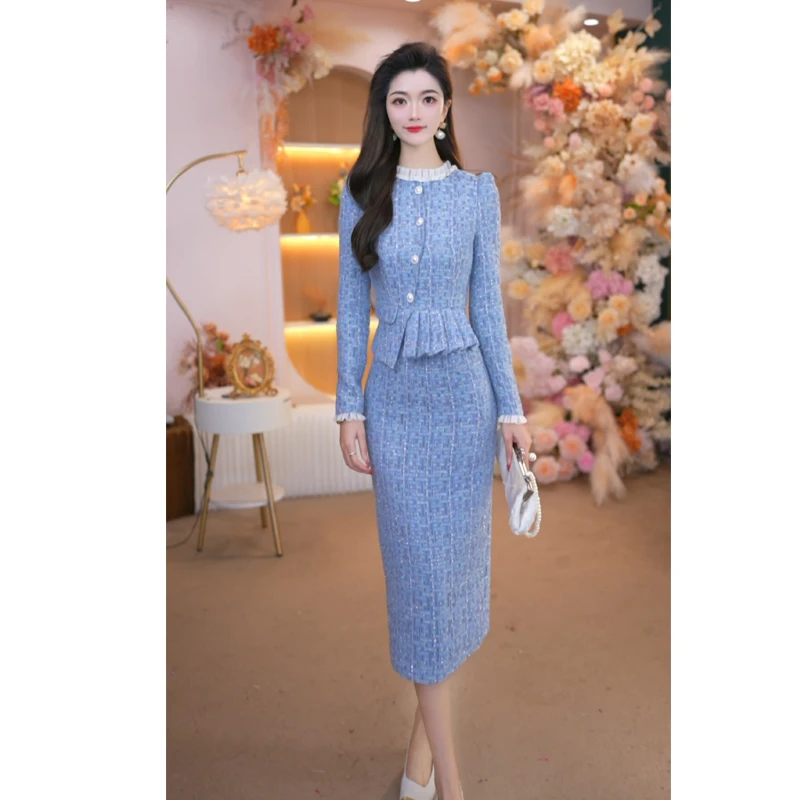 2025秋冬新款女装时尚气质高级感小香风轻奢长袖法式连衣裙25145