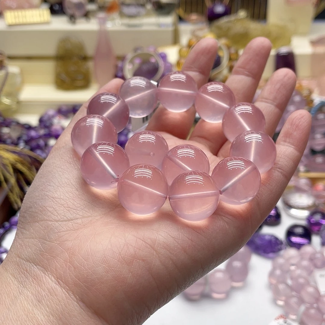 芙蓉石手链未镶嵌S****8粉晶18.2