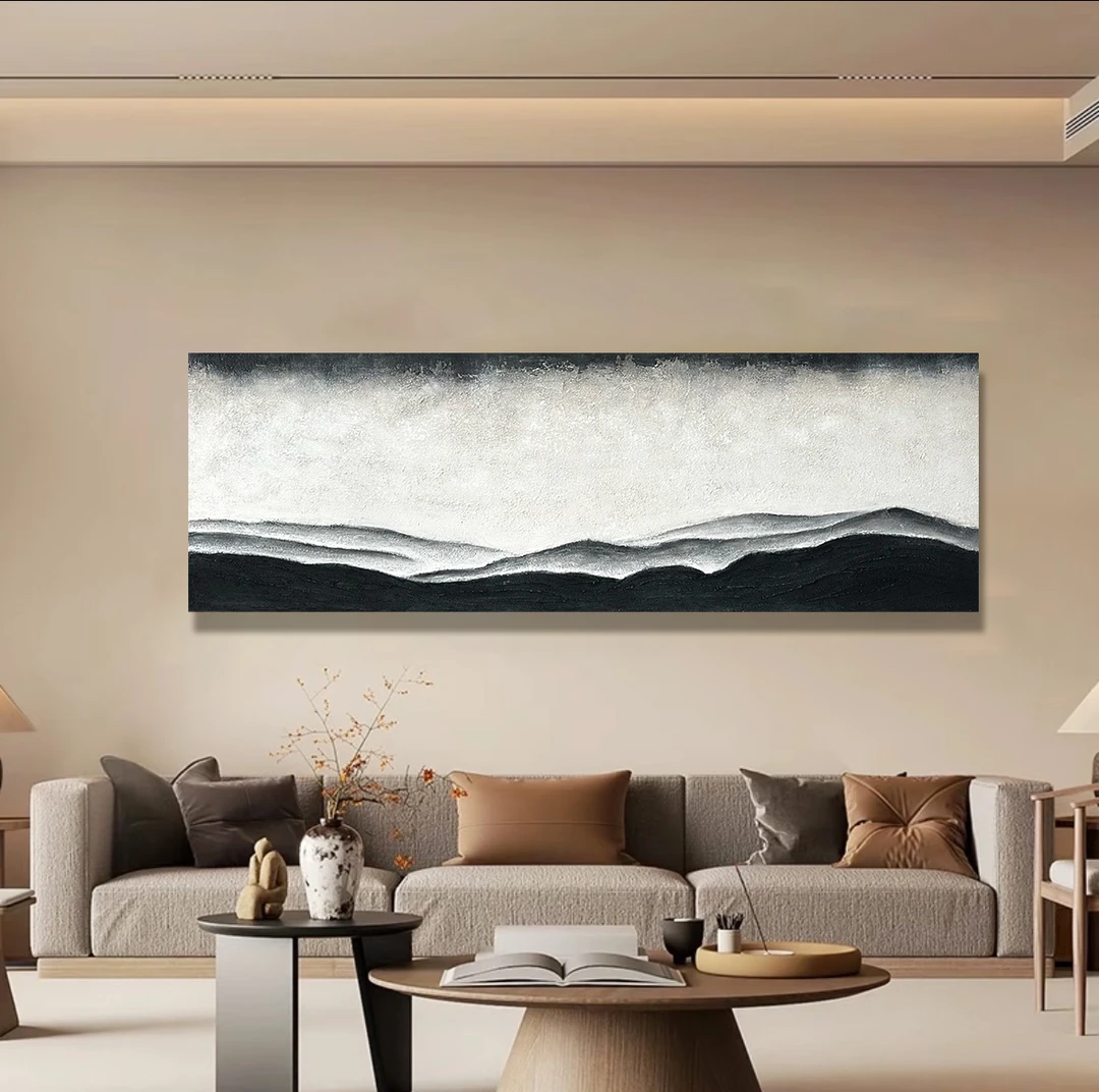 《背有靠山2》纯手绘油画布沙发横版挂画