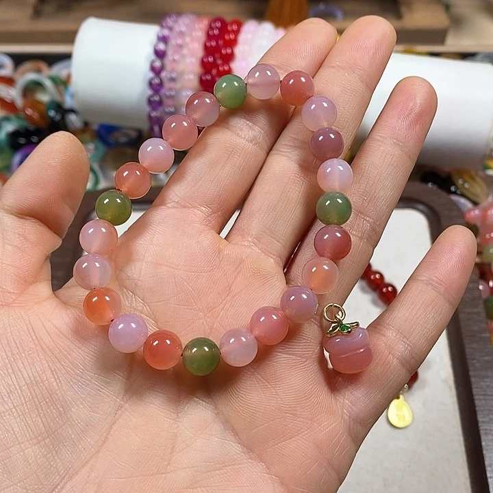 玛瑙/玉髓手串合金溜*