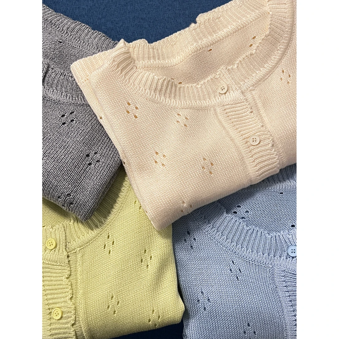 清风明夏~短款针织开衫甜美温柔大码女装圆领休闲微胖上衣WJ024小