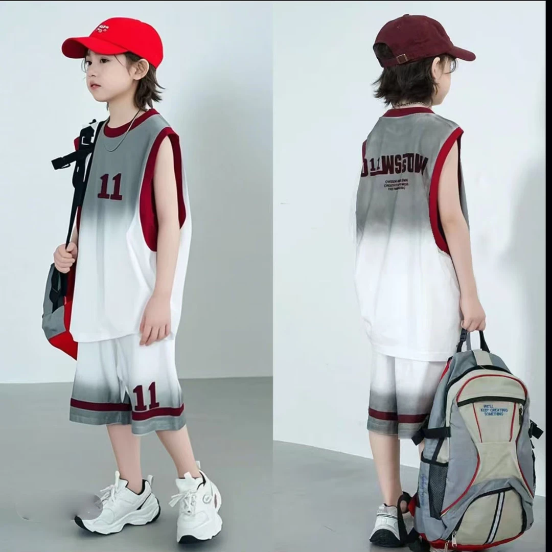 【清爽一夏】网眼速干篮球套装中大童两件套运动服夏季帅气足球服