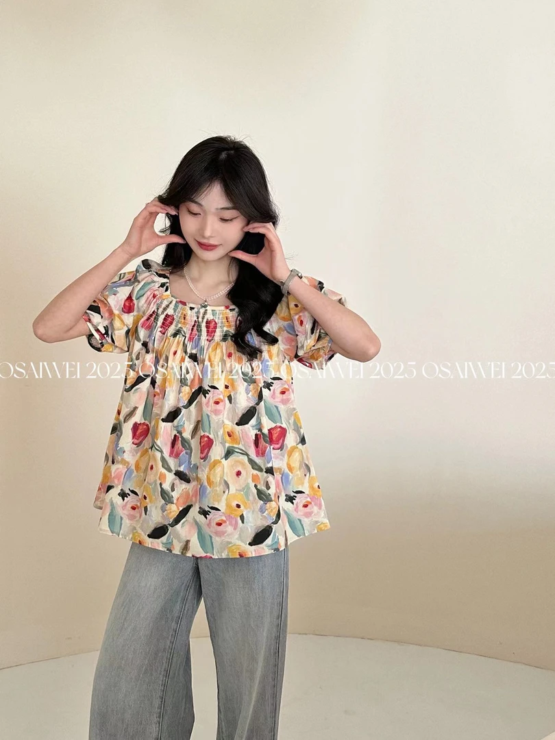 邹先森88038-30夏季新款时尚百搭小碎花设计衬衫