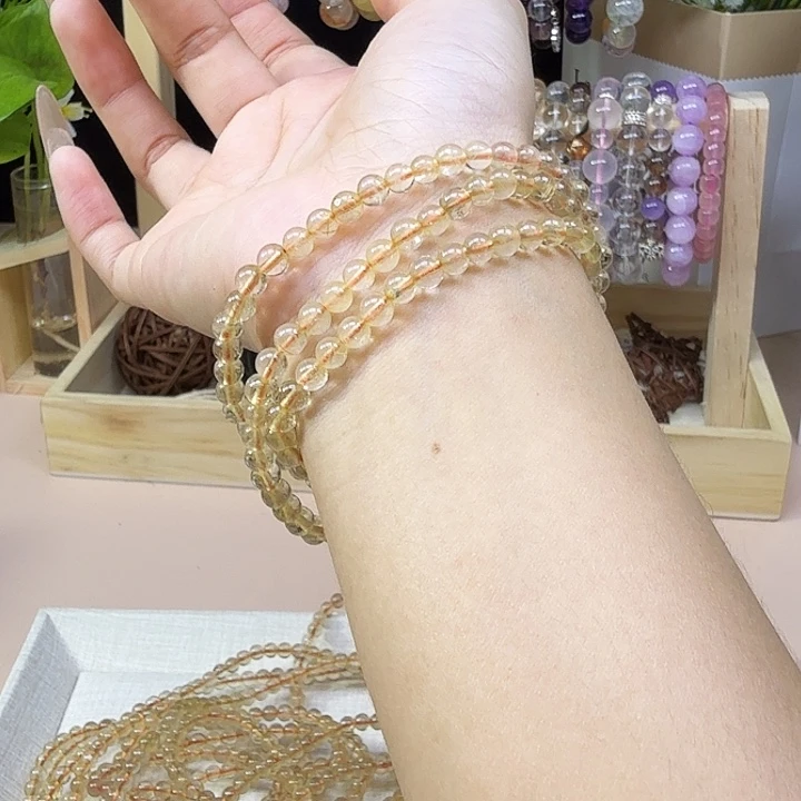 水晶手串未镶嵌多圈金发晶