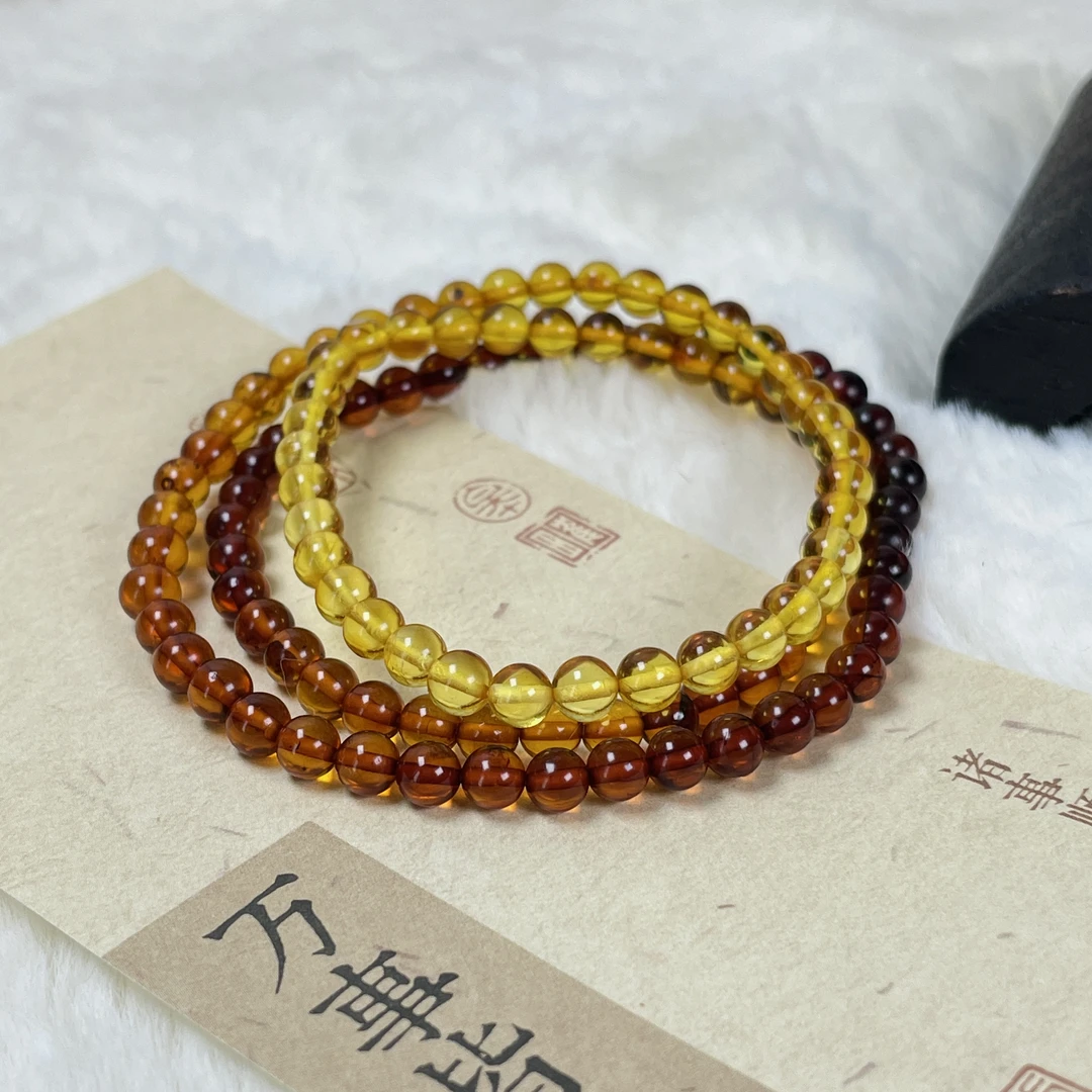 芷桦珠宝-天然琥珀多宝彩虹手链三圈手串设计款落入凡间的彩虹