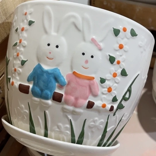 多肉绿植陶瓷花盆9.9包邮，有孔