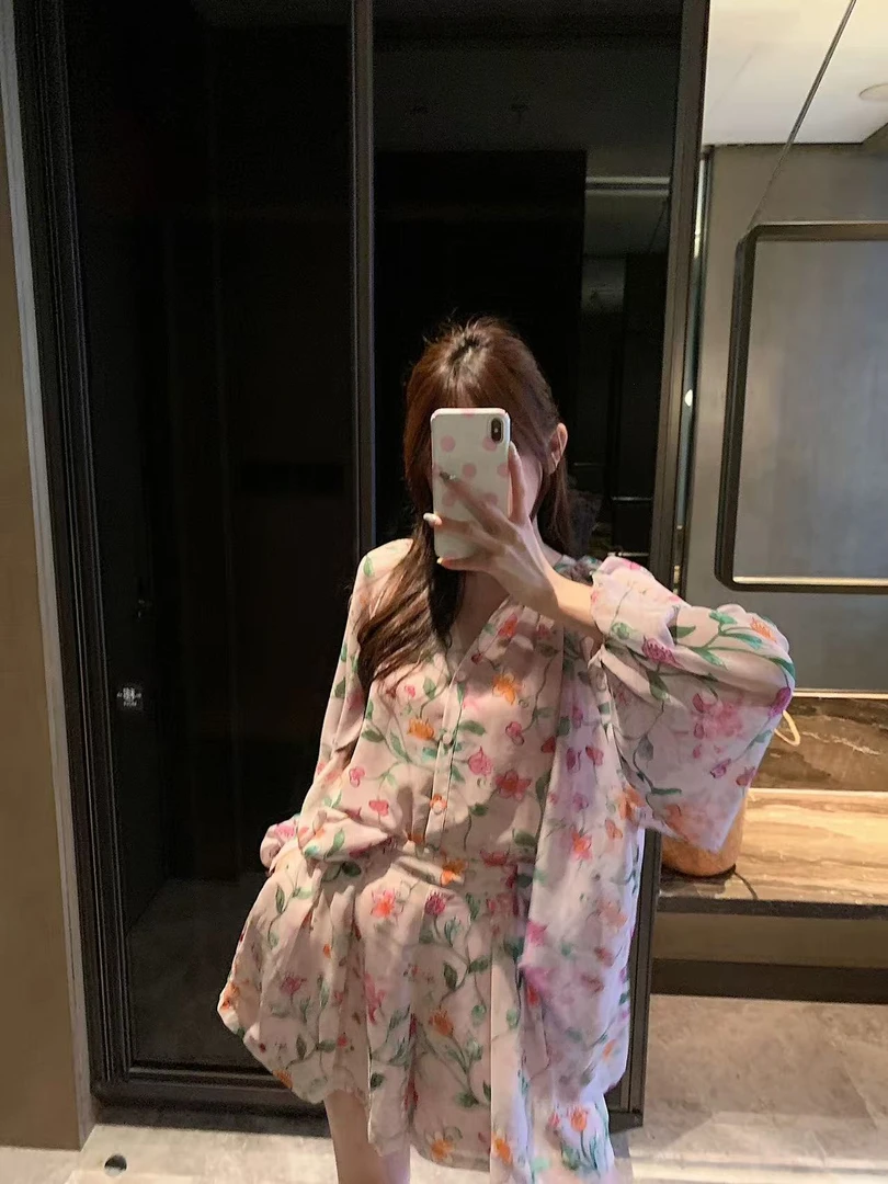 2025新款时髦洋气碎花宽松防晒雪纺套装女两件套夏季