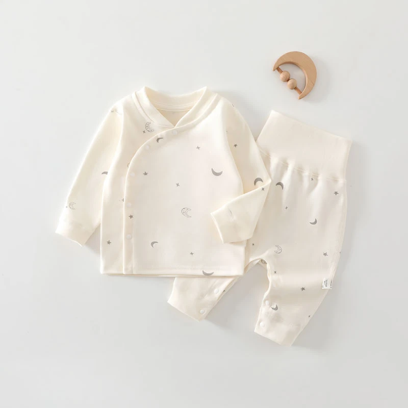 【裤腿可开】无骨纯棉婴儿内衣裤套装春秋新生儿衣服宝宝高腰秋衣裤