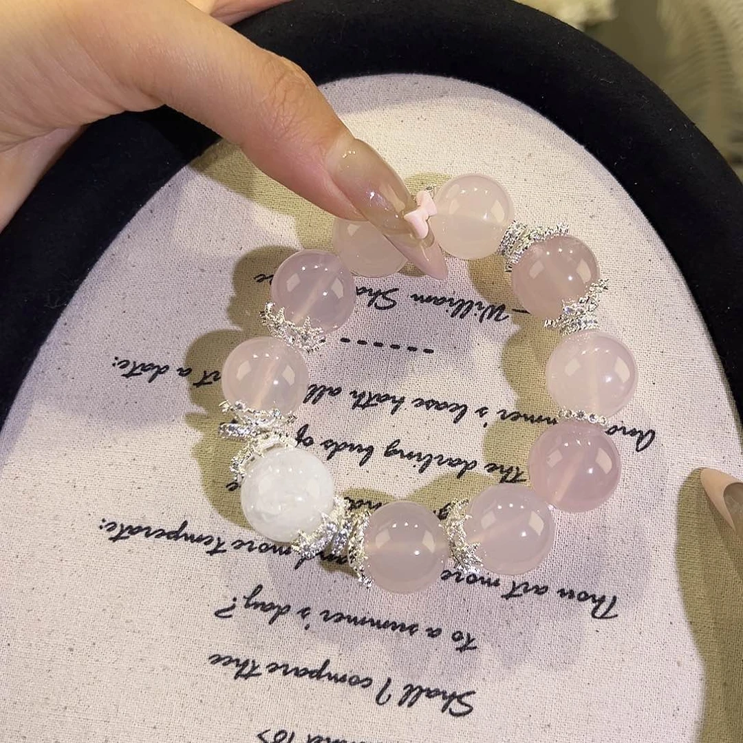 水晶手串未镶嵌大点位粉