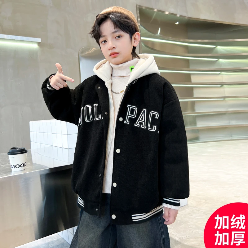 男童秋冬款外套2025新款加厚中大童酷帅男孩潮C3352