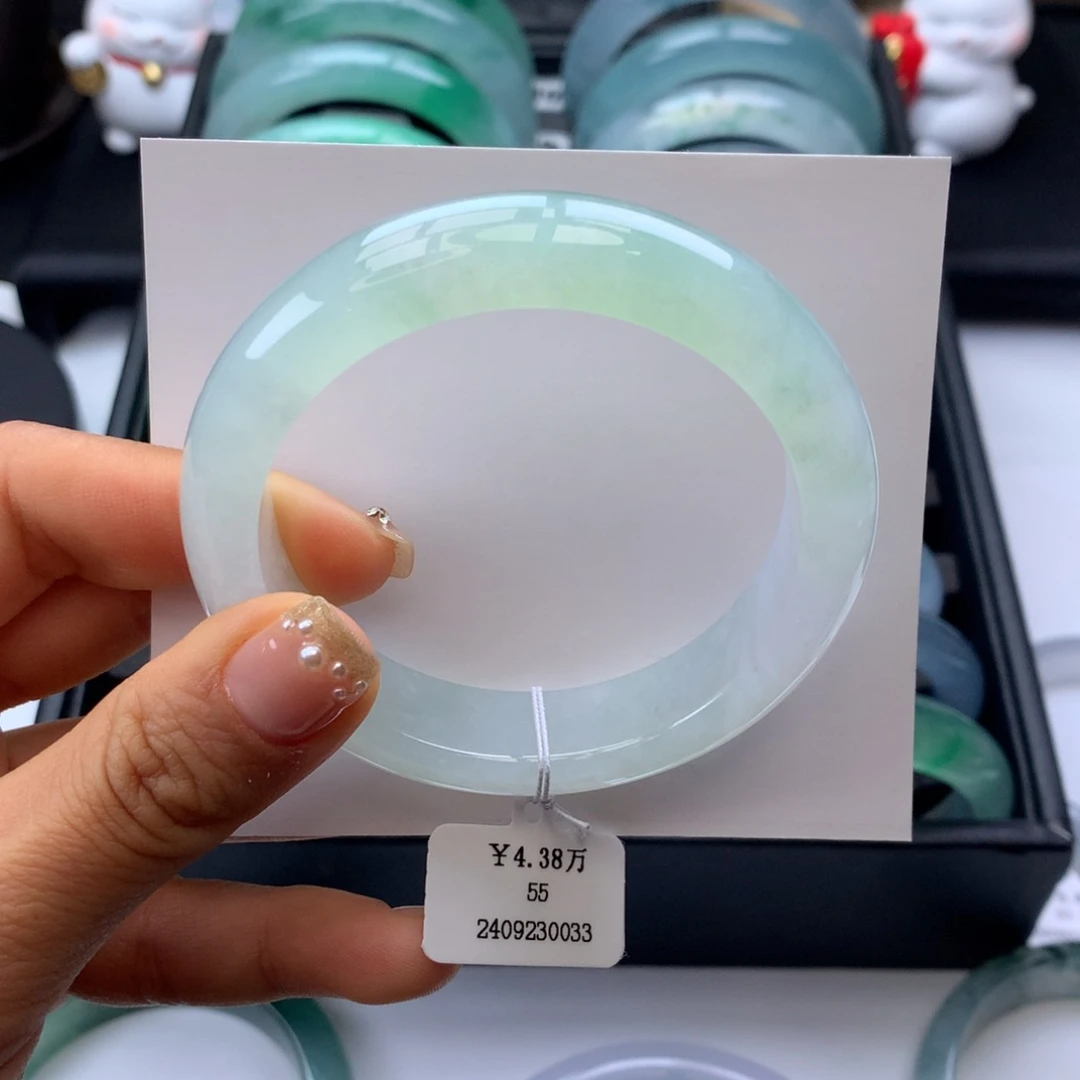 翡翠手镯未镶嵌55冰晴水正圈