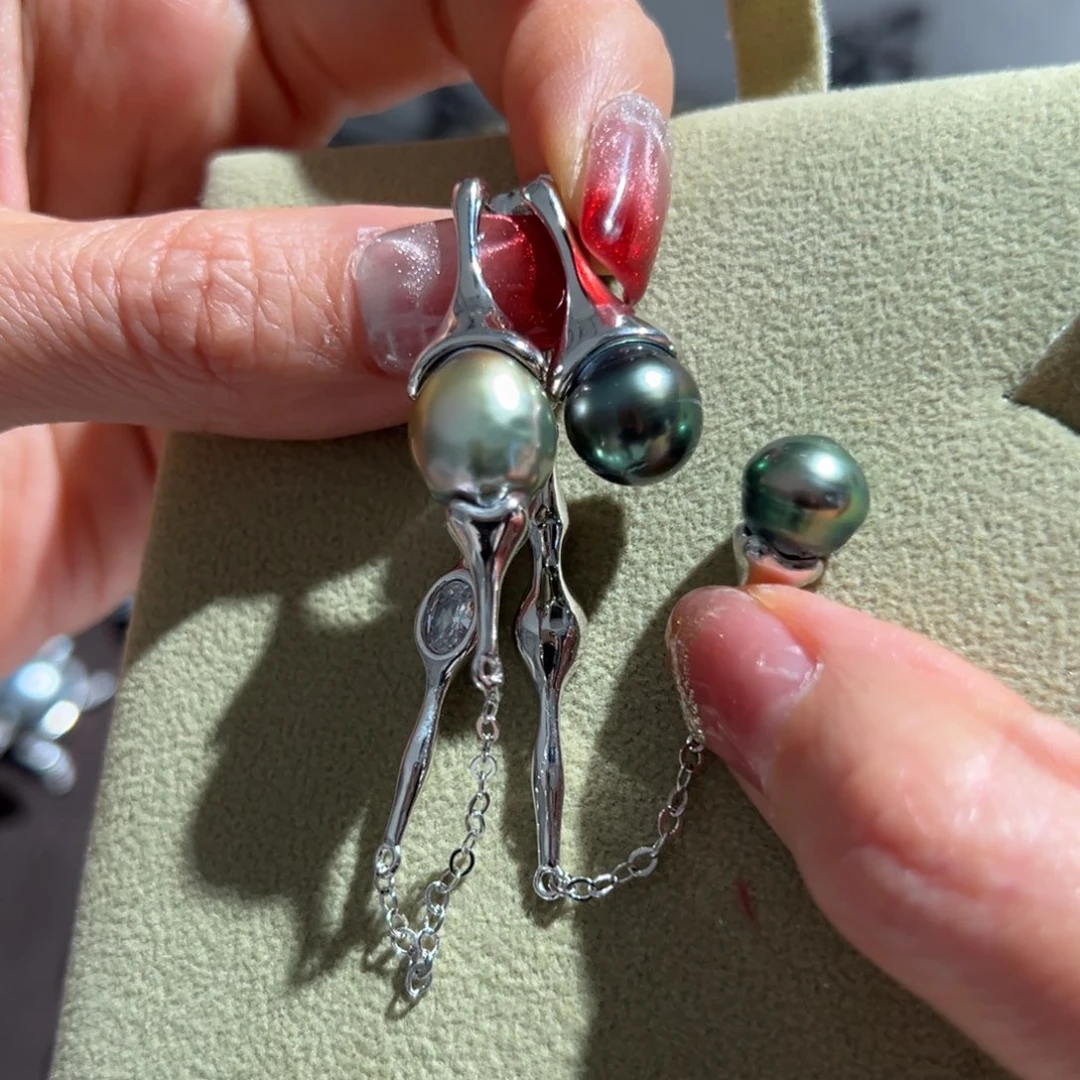 海水珍珠耳饰银S925镶嵌?****?