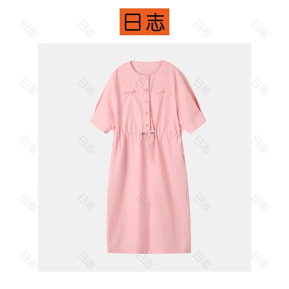 PIPO【现货】【亚麻】韩版时尚气质休闲夏季减龄款女装连衣裙DDS2L079