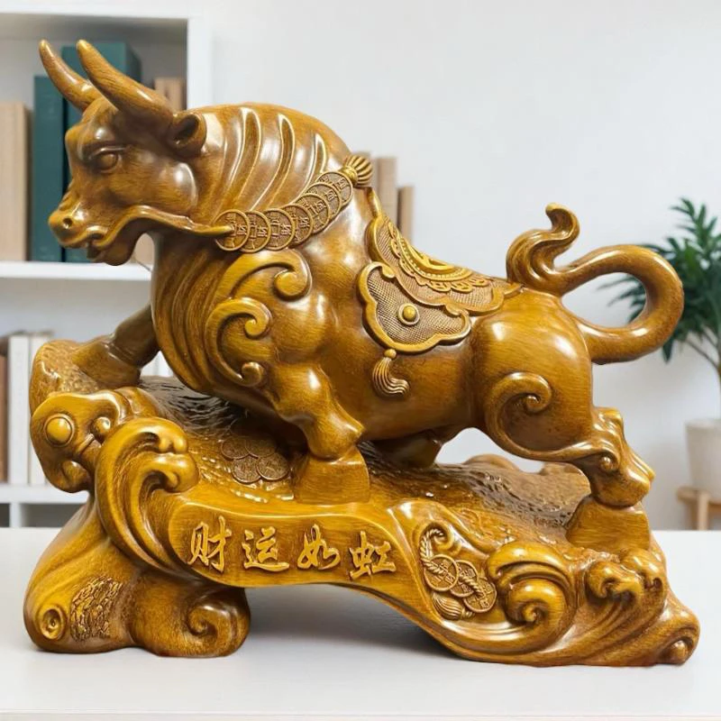 2025款财运如虹牛/客厅办公室前台开业财运如虹牛气冲天摆件