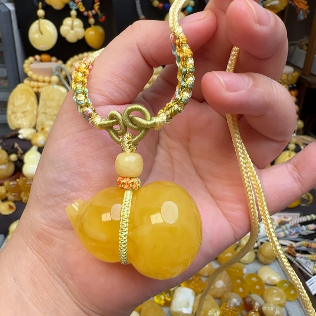 未镶嵌套链蜜蜡天然焦皮料蜜蜡葫芦吊坠