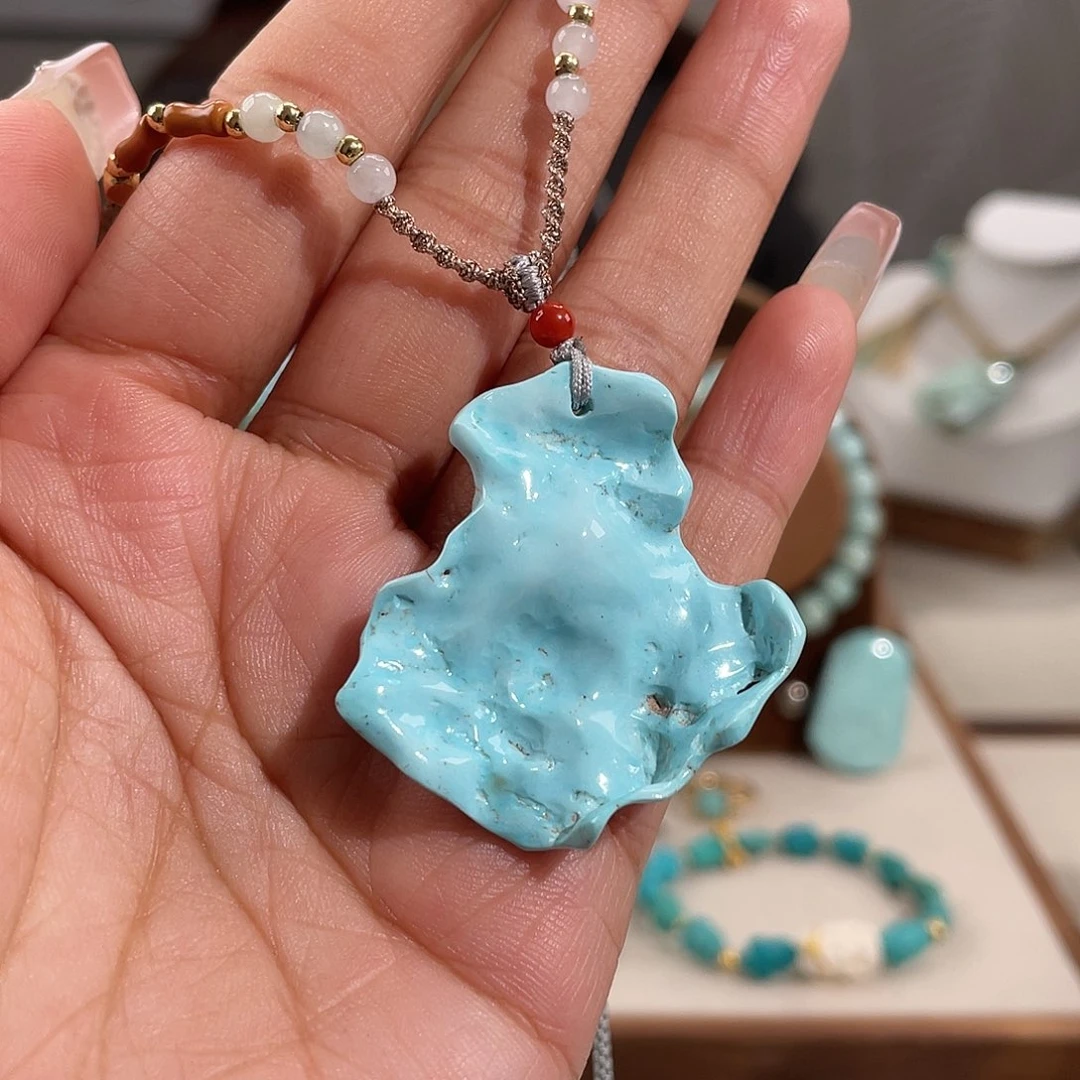 绿松石未镶嵌瓷釉特色无事牌