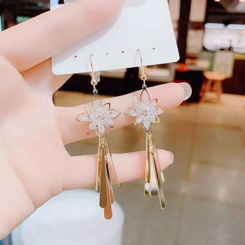 （金色小花）原创设计精致耳钩轻奢精美防过敏个性时尚